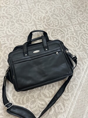 Samsonite Leather Briefcase Laptop Bag Black Attaché Classic
