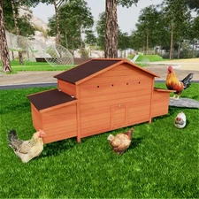 Large Wooden Chicken Coop 11.12ft² Outdoor Hen House Poultry Cage W/ Nesting Box