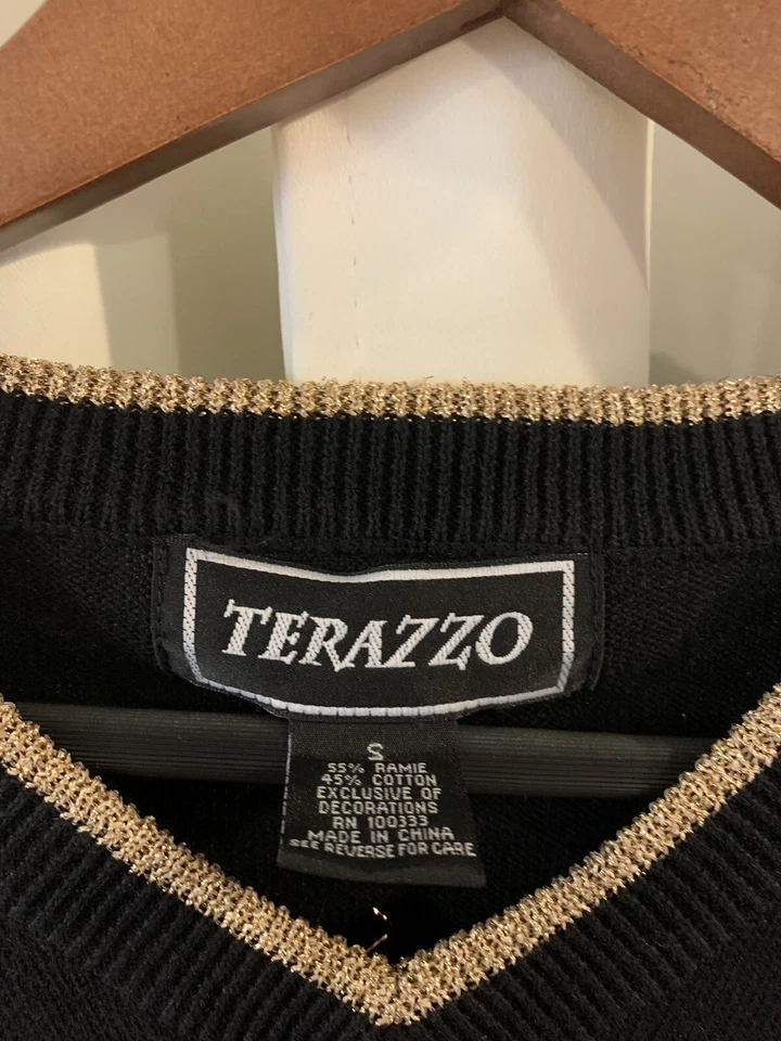Terazzo Embroidered Cat Paws Sweater Cotton Blend Women Size S Black Multicolor - Image 2 of 4