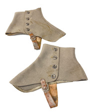 Victorian Early 1900s Gray Wool Spats