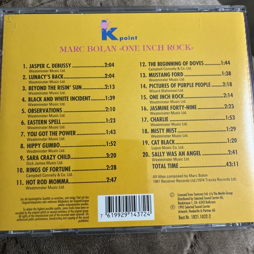 One Inch Rock by Marc Bolan (CD-1995-Receiver) - Picture 2 of 2