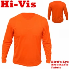 High Visibilby Hi Vis T Shirt Non ANSI Long Sleeve Shirt Safety Work Neon Orange