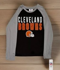 Cleveland Browns Boy's Sz M 8/10 NFL Football Raglan Sleeve Pajama Top NWT