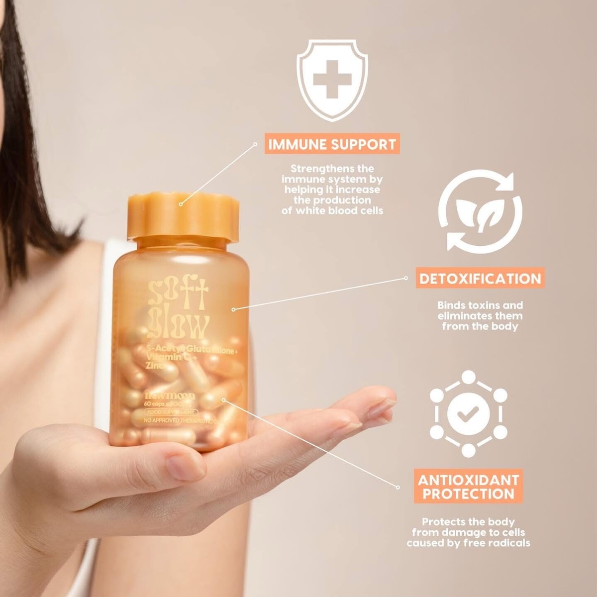 new moon s acetyl glutathione review New Moon Soft Glow S-Acetyl Glutathione Rosehip Collagen Vitamins Zinc 30  Caps