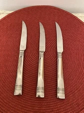 EVERGREEN by REED AND BARTON Stainless Flatware lot of  3 STEAK KNIVES