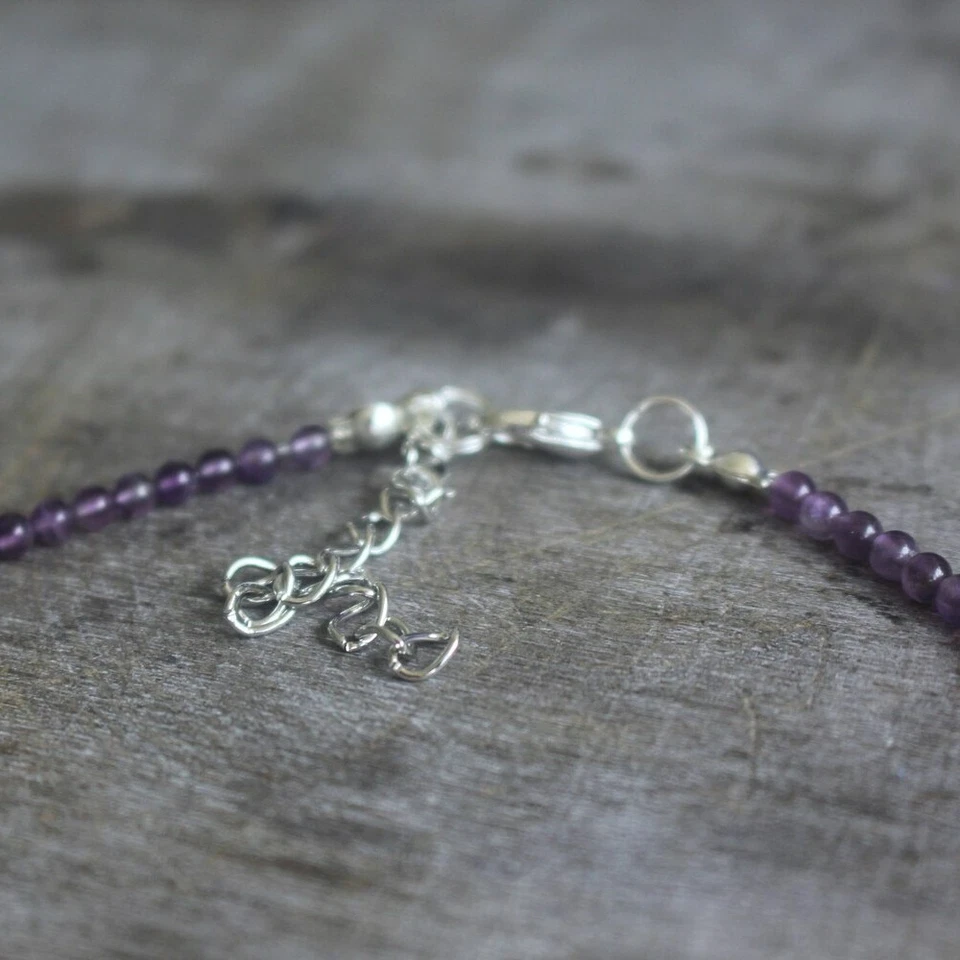 Natural Amethyst Beaded Necklace Purple Stone Choker Healing Crystal Necklace — 第 3/4 张图片