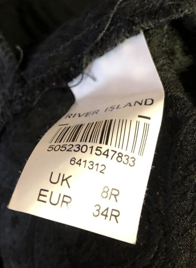 River Island Trousers UK8R Black Floral Embossed Print Straight Leg  Pre-Owned image 4