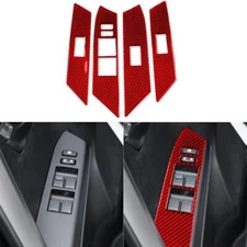 Red Carbon Fiber Interior Window Lift Switch Panel Cover For Toyota RAV4 2015-19