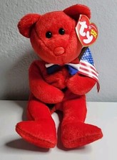 Original Ty BEANIE BABY~THOMAS RED USA AMERICAN FLAG (8.5")BEAR Vintage 2004 New