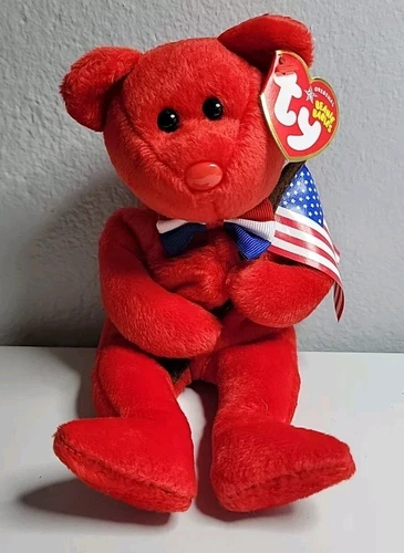 Original Ty BEANIE BABY~THOMAS RED USA AMERICAN FLAG (8.5")BEAR Vintage 2004 New