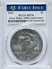 2021- Peace Dollar $1 Early Issue PCGS MS70 100th Anniversary Silver Graded Coin