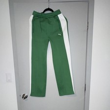 PUMA Men's Colorblock Green White Tracksuit Set Jacket Pants XS Logo Accent