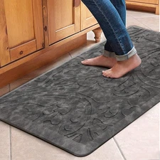 KMAT Kitchen Mat Cushioned 1'8 x 3'3 (Rectangular), Grey 