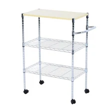 3-Tier Rolling Kitchen Trolley Cart Storage Drawers Shelves Rack w/Wheels