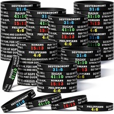 48 Pieces Bible Verse Bracelets Christian Scripture Bracelets Bulk Rubber Rel...