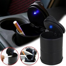 New Portable Car Auto Ashtray Blue LED Light Smokeless Ashtray Cigarette Holder
