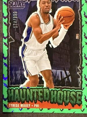 Tyrese Maxey Panini 2026 Score A Treat  Green Purple Bats Border 174/399