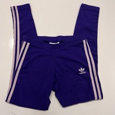Adidas Originals Leggings Purple 3 Stripe Trefoil Logo Womens S Yoga Pants