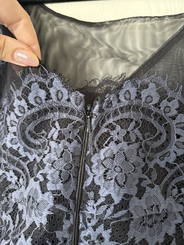 JS Collections Lace Overlay Cocktail Dress Black/Navy Size 16W NWT $288 - Picture 4 of 10