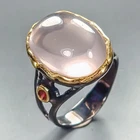 Jewellery 22 ct+ Natural Rose Quartz Ring 925 Sterling Silver Size 7.5 /R461484
