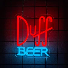 Duff Beer Neon Sign LED Light – Wall Decor for Bar, Club, Café, Home, Bedroom, M