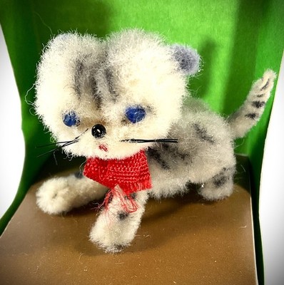VTG Ara Jeretzian Austria 'Pocket Pets' Mini Wool Kitty Cat 1.25'' Orig Box READ