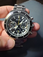 Bulova 98B298 Men's Black Watch Chronograph Stainless Steel Black Precisionist