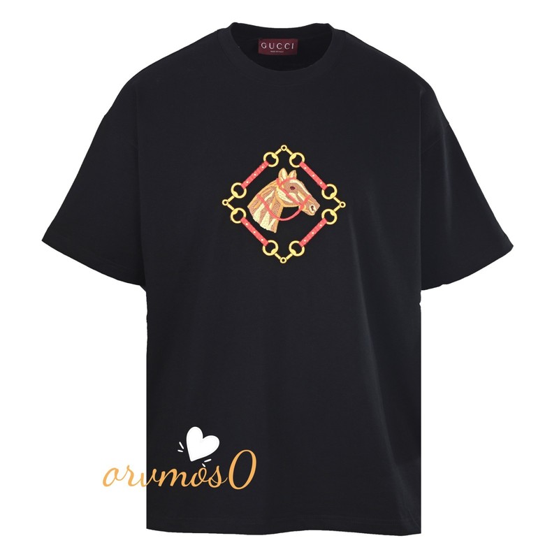 Gucci GG Embroidered Black Crew-Neck Short-Sleeve T-Shirt XL