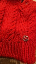 Gucci Red Cable-Knit Pullover Baby Sweater Button Shoulder 0-3 Months