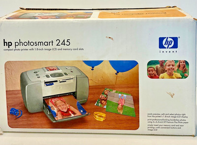 HP Photosmart 245 Compact Color Photo Printer With Photo Paper Sheets