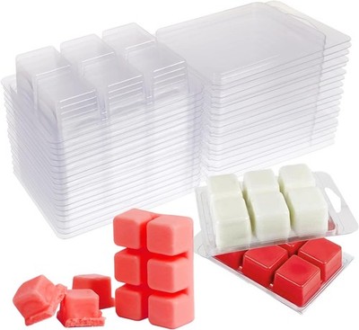 Wax Melt Molds 100 Pack Clear Clamshells 6 Cavity for Wickless Tarts