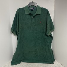 Vintage Polo By Ralph Lauren Mens M Green Terry Cloth Polo Shirt