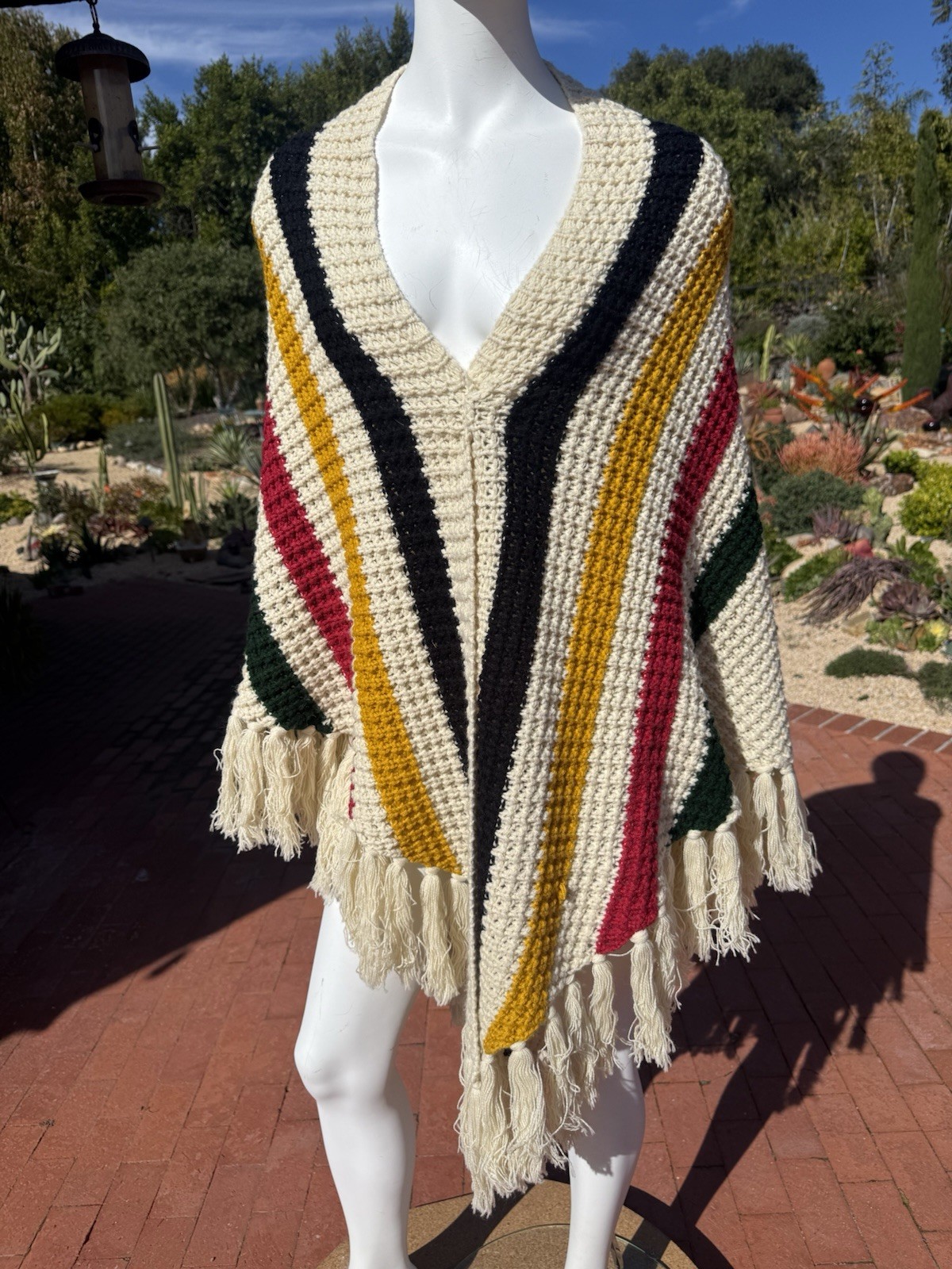 Pendleton Shawl Wrap Blanket Striped Tassels Acry… - image 1