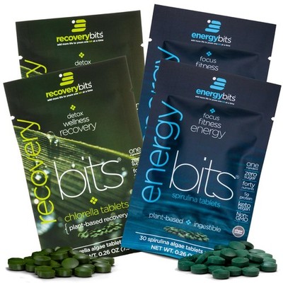 Organic Spirulina & Chlorella Tablets - Single Serving Sample Packs - 4 Bags