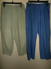 Vintage Lot 2pc Gitano Capris White Stag Jeans Pull On Elastic Ladies Size M P