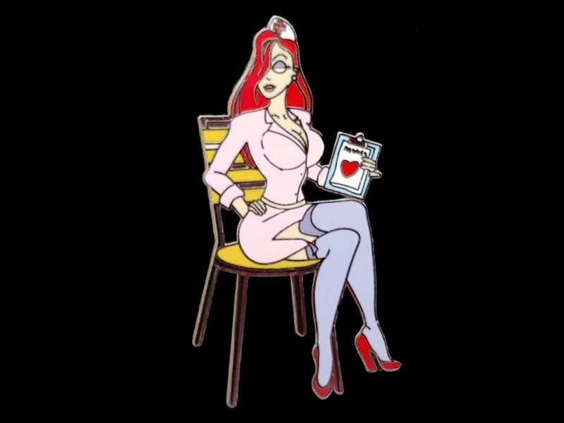 Fantasy Pin Disney Jessica Rabbit as Sexy Nurse Posing in Chair LE 100