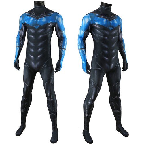 Halloween Blue Nightwing Jumpsuit Superhero Cosplay Bodysuit Costume Adult Kids - Picture 8 of 20