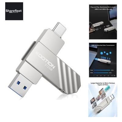 USB Flash Drive 512GB USB C Flash Drive USB 3.2 Memory Stick OTG Up to 500MB/s 2-in-1 T...