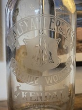 Antique British soda syphon, J. Cartmell Kendal, etched glass c1890