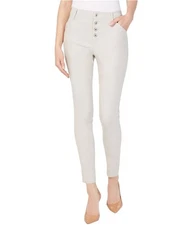 I.N.C Womens Exposed Button Casual Trouser Pants, beige, 4