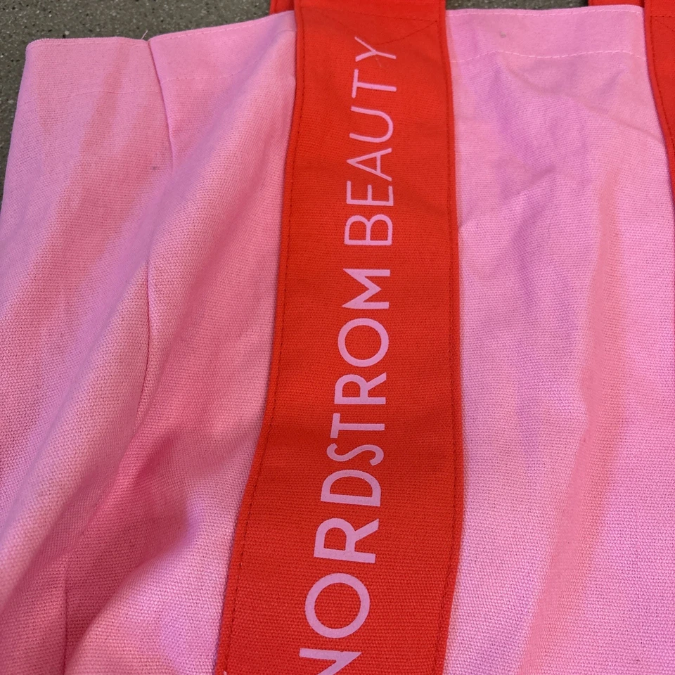 Bolso de Mano Nordstrom Beauty Lona Rosa y Rojo Foto 2 de 4