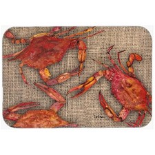 Carolines Treasures 8742LCB 15 X 12 In. Cooked Crabs on Faux Burlap Glass Cut...
