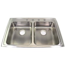 NEW Elkay Lustertone SS 33" x 21-1/4" x 6" 4-Hole Sink Equal-Double Drop-in Sink