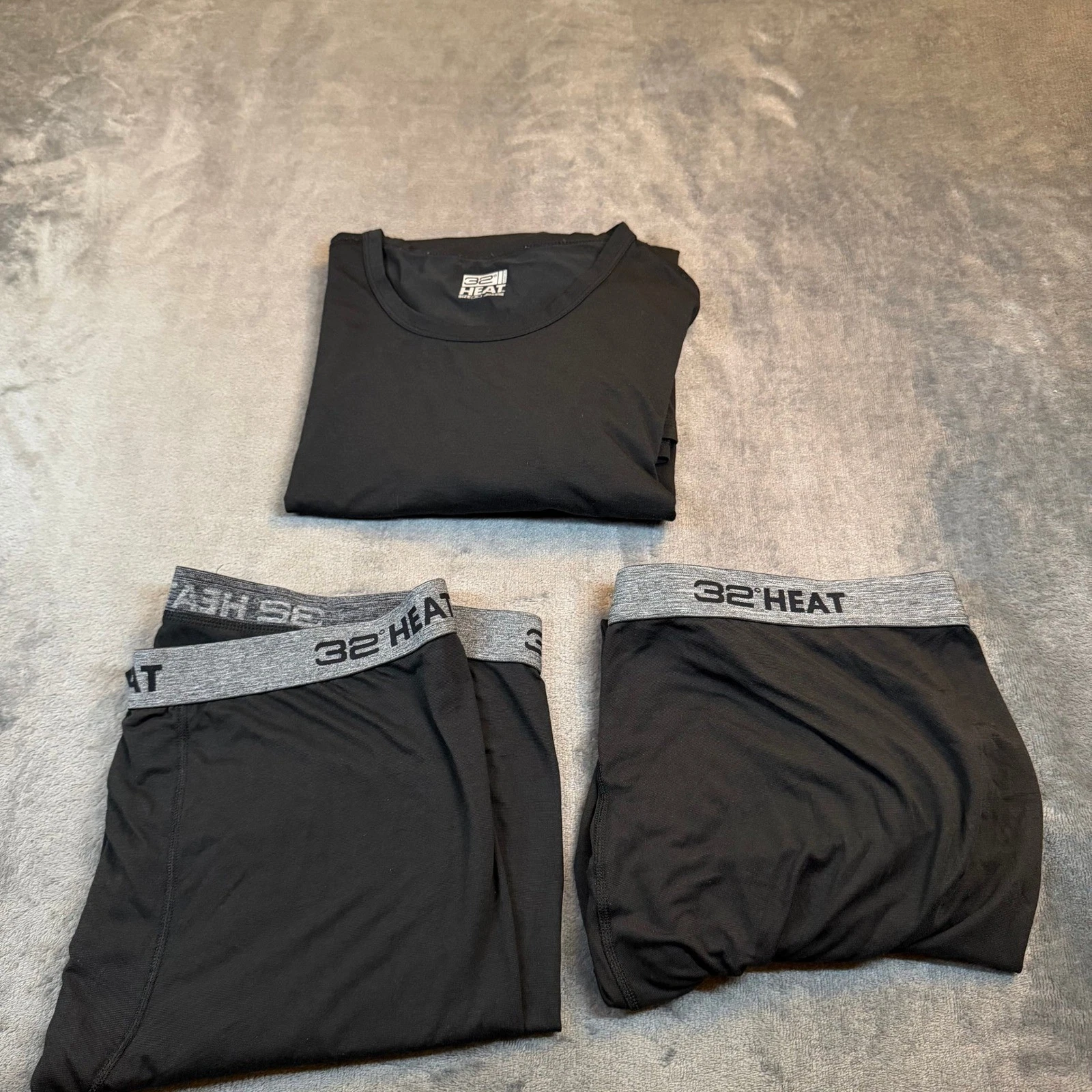 32 Degrees Heat Base Layer Set Mens Extra Large Black Thermal Top Bottoms