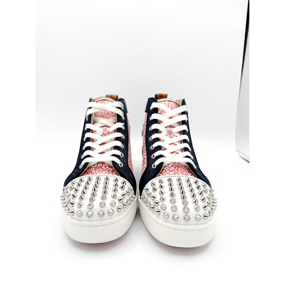 Mens Christian Louboutin Men's Spike Floral Print Denim High-Top
