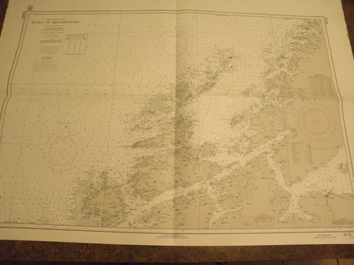  VINTAGE CHART,NORWAY WEST COAST,HITRA TO BRANDSFJORD,1960s