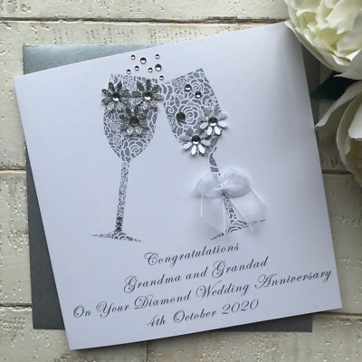 Handmade Personalised 60th Diamond Wedding Anniversary Card Mum Dad Grandad Nan Ebay