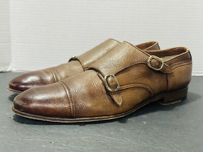 Henderson Baracco Men's Double Monk Strap Shoe Sz 39 / 10 Soft Calf Leather