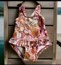 OshKosh BGosh Baby Girl 1-Piece Swimsuit 3T Floral Pink 3 Months Snap Buttons