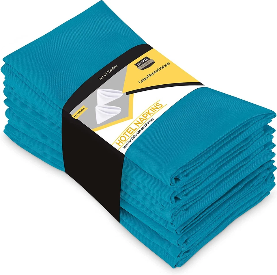 Pack of 12 Cotton Dinner Napkins Hotel Quality 18x18" Utopia Kitchen - Image 3 of 4